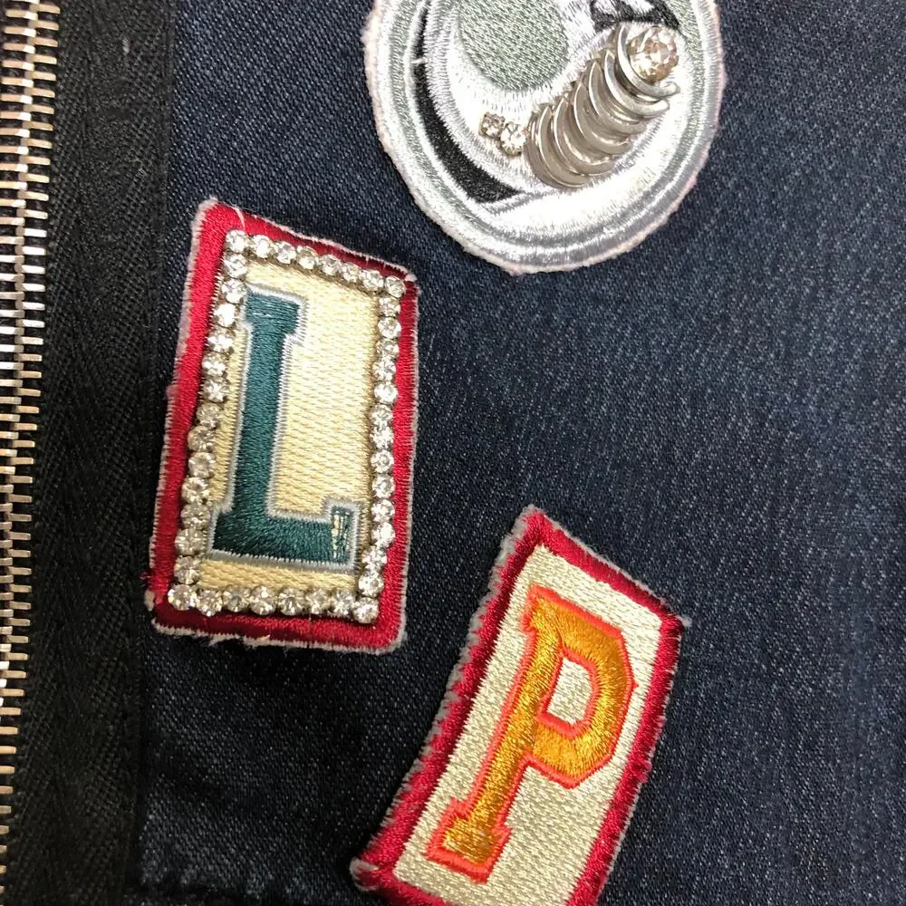 Phillip Lim Denim Jean Dress Moto Zip Detail Allover Custom Patches Beaded 6
